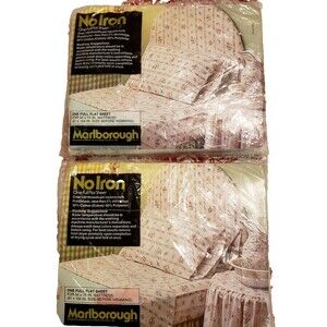 Vintage MARLBOROUGH SHEET FLAT FULL Size Set of 2 New Old Stock CHINTZ STRIPE